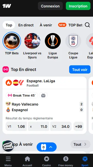Application 1Win sur mobile : APK Android et app iOS pour parier au Sénégal