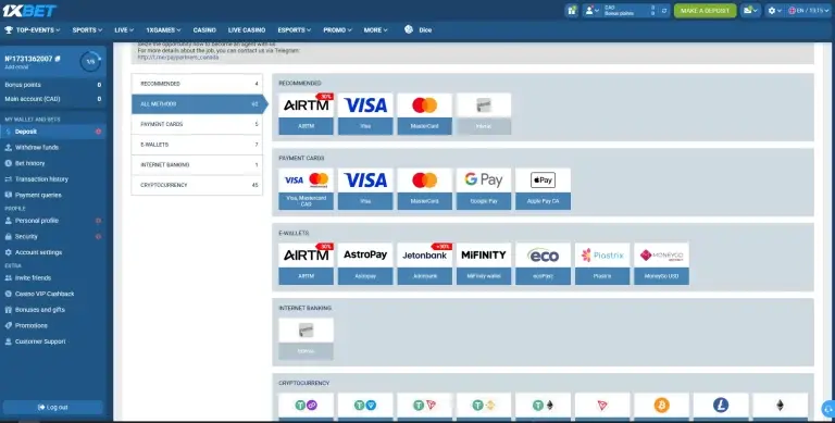 Moyens de paiement 1xBet au Sénégal : Orange Money, Wave, cartes bancaires et cryptomonnaies