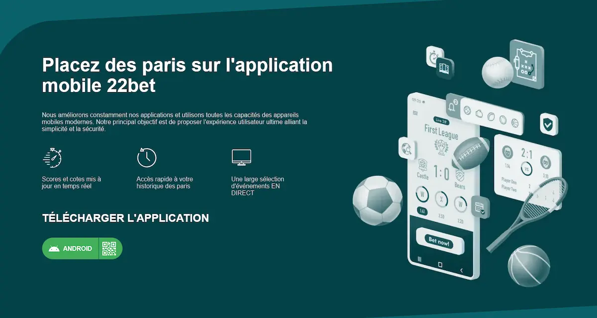 Application 22Bet : APK Android et app iPhone pour parier au Sénégal