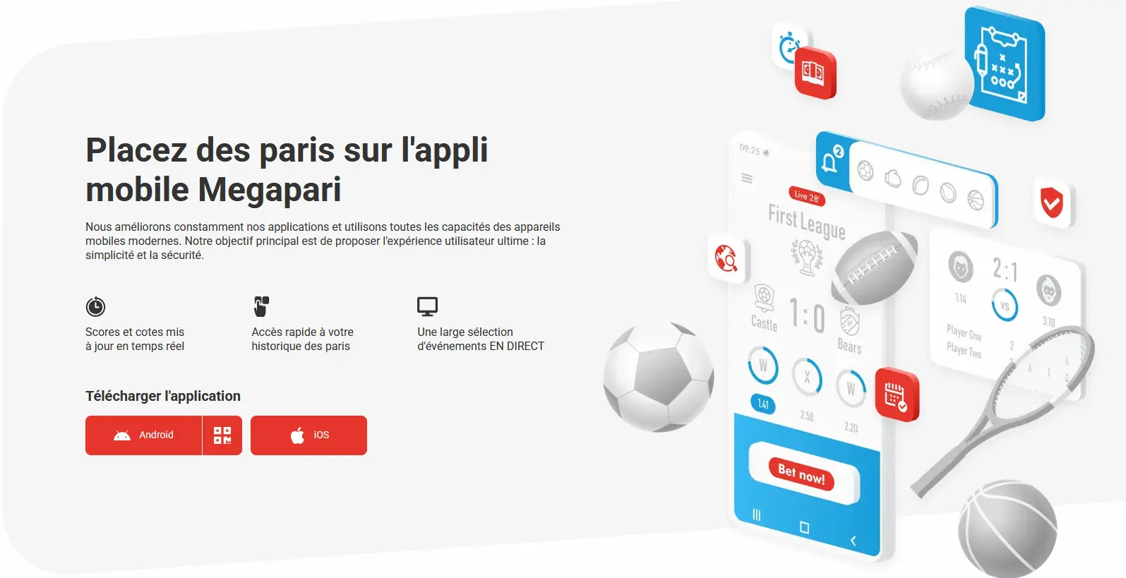 Application Megapari : APK Android et PWA sur iPhone pour les paris en direct