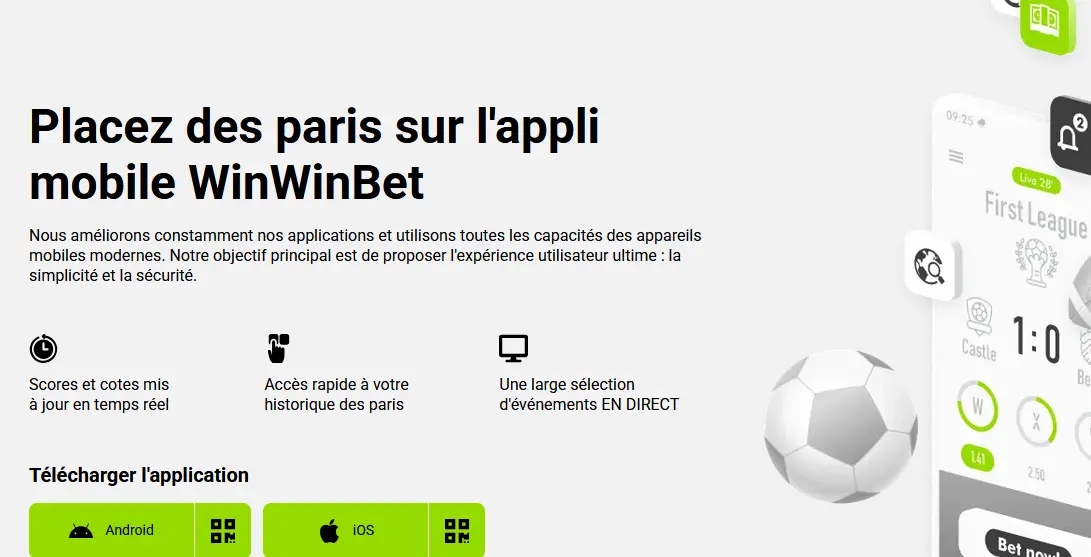 Application WinWin : APK Android et PWA iPhone pour parier au Sénégal